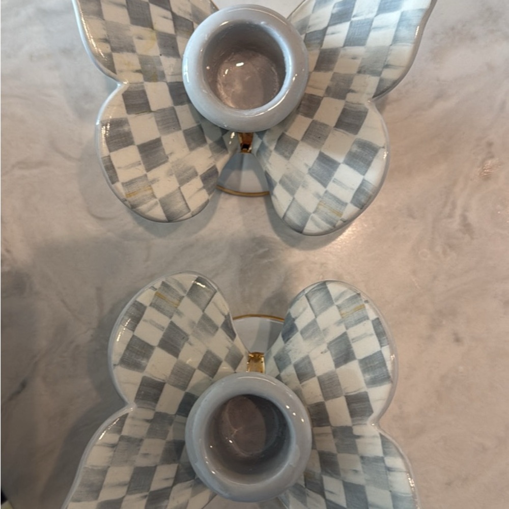Mackenzie Childs Butterfly Shaped Candle Holders